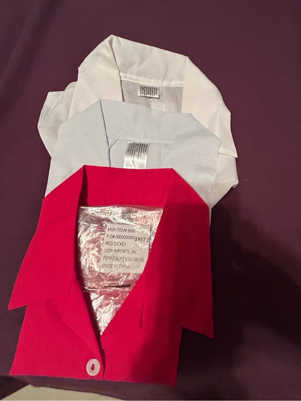 3-pack Dickey / Dickie Collar Red, White, Cream